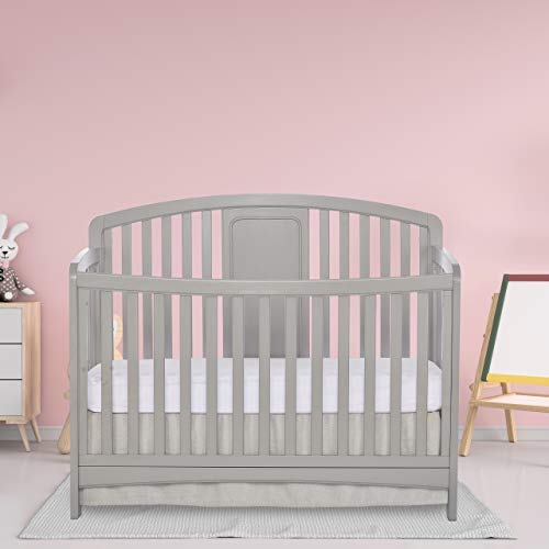 Dream On Me Arc 4-In-1 Convertible Crib In Silver Grey Pearl, Greenguard Gold Certified, Three Mattress Height Settings, Made Of Sustainable Pinewood