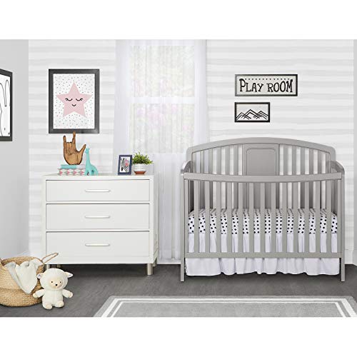 Dream On Me Arc 4-In-1 Convertible Crib In Silver Grey Pearl, Greenguard Gold Certified, Three Mattress Height Settings, Made Of Sustainable Pinewood