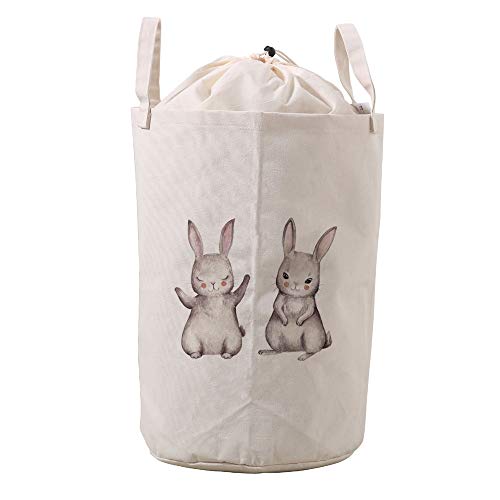 LifeCustomize Large Laundry Hamper Basket Bunny Shy Rabbit Animals Clothing Storage Bins Boxes Organizer Foldable Waterproof Nursery Hamper with Handles