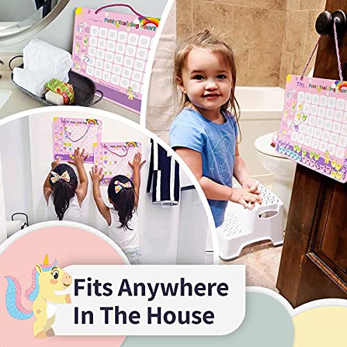 Unicorn Potty Training Chart & 35 Magnetic Stickers - Potty Chart, potty training sticker chart, potty training chart for toddlers girls, potty training stickers, potty chart for boys with stickers