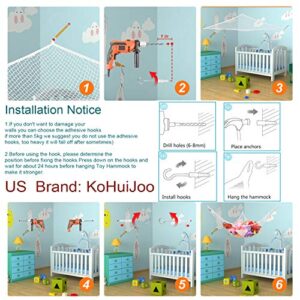 KOHUIJOO Toy Hammock, Stuffed Animals Hammock, Jumbo Toy Storage Net 83" Wall Sling Corner Extra Large Kids Children Mesh Toy Net Organizer (White, 83 Inch)