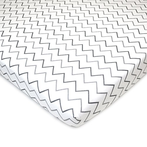 American Baby Company Printed 100% Natural Cotton Jersey Knit Fitted Pack N Play Playard Sheet, Navy Whale/Grey Zigzag, Soft Breathable, for Boys & Girls, Pack of 2, 27x39 Inch (Pack of 2)