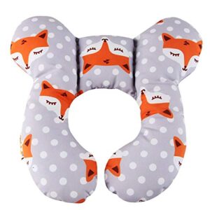 liyic baby travel pillow, infant head and neck support pillow for car seat, for 0-1 years old baby (gray fox)