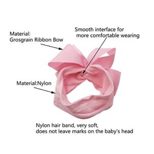 Yxiang 20pcs Baby Bows Headbands 6" Big Newborns Bows Elastics Nylon Hairbands Ribbon Bow Hair Accessories for Newborns Infants Toddlers Kids
