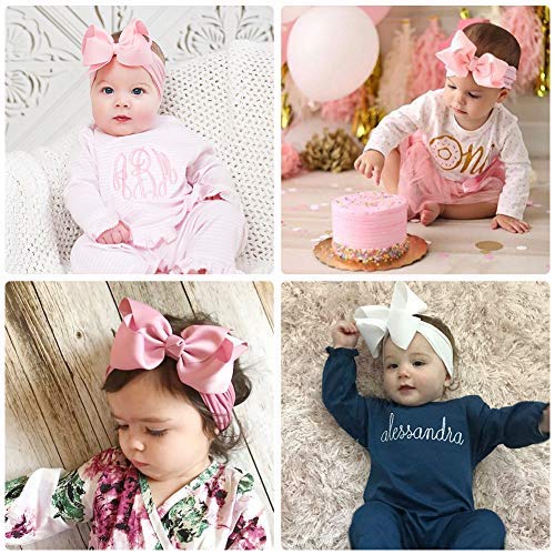 Yxiang 20pcs Baby Bows Headbands 6" Big Newborns Bows Elastics Nylon Hairbands Ribbon Bow Hair Accessories for Newborns Infants Toddlers Kids