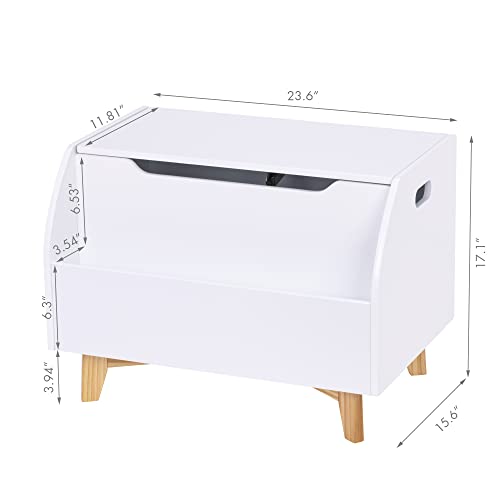 UTEX Children Toy Box with Front Book Storage Area, Kids Toy Storage Bench, White