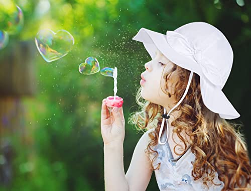 Baby Girl Sun Hat with UPF 50+ Outdoor Adjustable Beach Hat with Wide Brim Bucket Hats (0-6 Months, 1pcs-White, 0_Month)