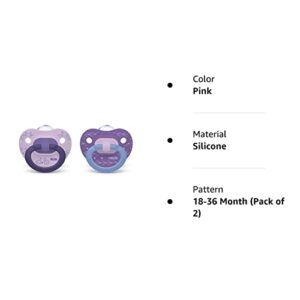 NUK Orthodontic Pacifiers, Girl, Pink, 18-36 Months, (pack of 2)