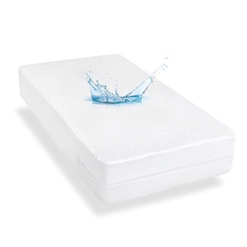 Zippered Crib Mattress Protector with Ultra Soft Terry Surface, 6-Side Waterproof Mattress Encasement, Dustproof, Durable Zipper, Noiseless, for Standard Crib Size Mattress 28'' X 52"X5"