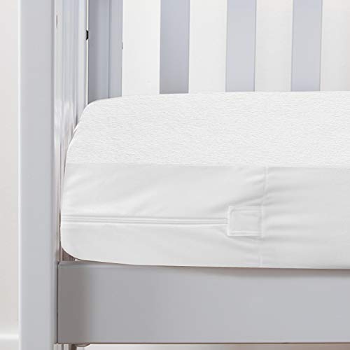 Zippered Crib Mattress Protector with Ultra Soft Terry Surface, 6-Side Waterproof Mattress Encasement, Dustproof, Durable Zipper, Noiseless, for Standard Crib Size Mattress 28'' X 52"X5"