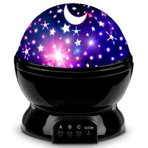 mokoqi dream rotating projection lamp star projector night lights for kids, birthday gifts for 1-4-6-14 year old girl boy kids bedroom, glow in the dark stars moon for child asleep peacefully