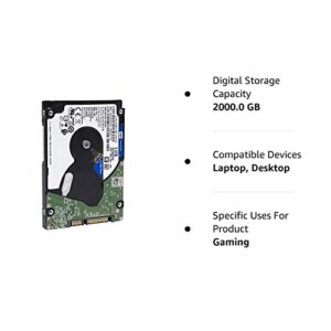 WD Western Digital 2TB 2.5" 128MB SATA III Hard Drive for Laptops, PS4 (WD20SPZX)