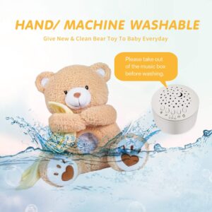 BEREST Baby Sleep Soother Happy Bear, Mom's Heartbeat Bear Lullabies & Shusher White Noise Machine, Nursery Decor Night Light Projector, Toddler Crib Sleeping Aid, Baby Shower Gifts Portable Teddy