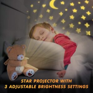 BEREST Baby Sleep Soother Happy Bear, Mom's Heartbeat Bear Lullabies & Shusher White Noise Machine, Nursery Decor Night Light Projector, Toddler Crib Sleeping Aid, Baby Shower Gifts Portable Teddy