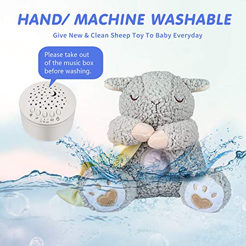 BEREST Rechargeable Dreamy Sheep, Baby Cry Sensor Mom's Heartbeat Lullabies & Shusher White Noise Machine, Nursery Decor Night Light Projector, Toddler Crib Sleeping Aid, Baby Shower Gifts Portable