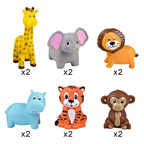 ArtCreativity Vinyl Zoo Animals, Pack of 12 Assorted Squeezable Toys, Safari Birthday Party Favors for Kids, Fun Bath Tub and Pool Toys for Children, Educational Learning Aids for Boys and Girls