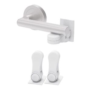 inaya child proof door lever lock - door handle lock - 3m adhesive - minimalist design - no drilling child safety door handle locks (2 pack)