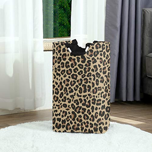 OREZI Cheetah Leopard Print Animal Skin Laudry Basket,Waterproof and Foldable Laundry Hamper for Storage Dirty Clothes Toys in Bedroom, Bathroom Dorm Room