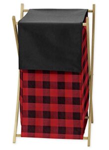 sweet jojo designs woodland buffalo plaid baby kid clothes laundry hamper - red and black rustic country lumberjack