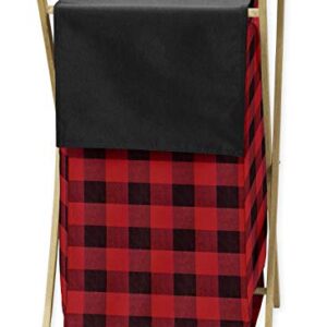 Sweet Jojo Designs Woodland Buffalo Plaid Baby Kid Clothes Laundry Hamper - Red and Black Rustic Country Lumberjack