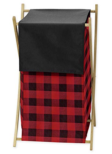 Sweet Jojo Designs Woodland Buffalo Plaid Baby Kid Clothes Laundry Hamper - Red and Black Rustic Country Lumberjack