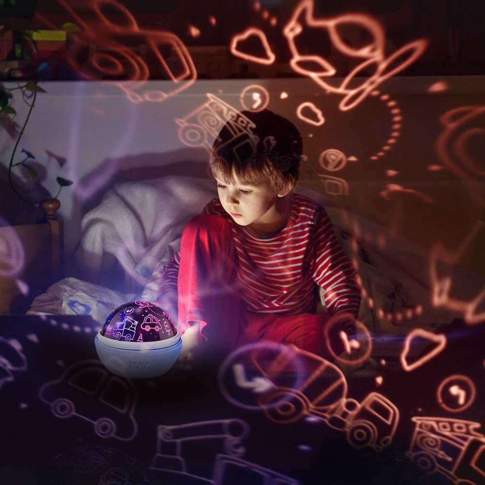 Night Light for Kids,Dino and Car 2 in 1 Night Light Projector 360° Rotating Kids Night Light,16 Colors Dinosaur Toys for Kids Room Bedroom Decor, Birthday Christmas Gifts for Boys Kids