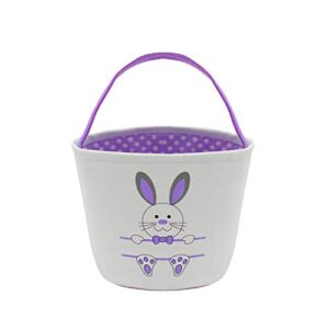 easter bunny basket for kids - canvas tote bags buckets for easter eggs (purple)