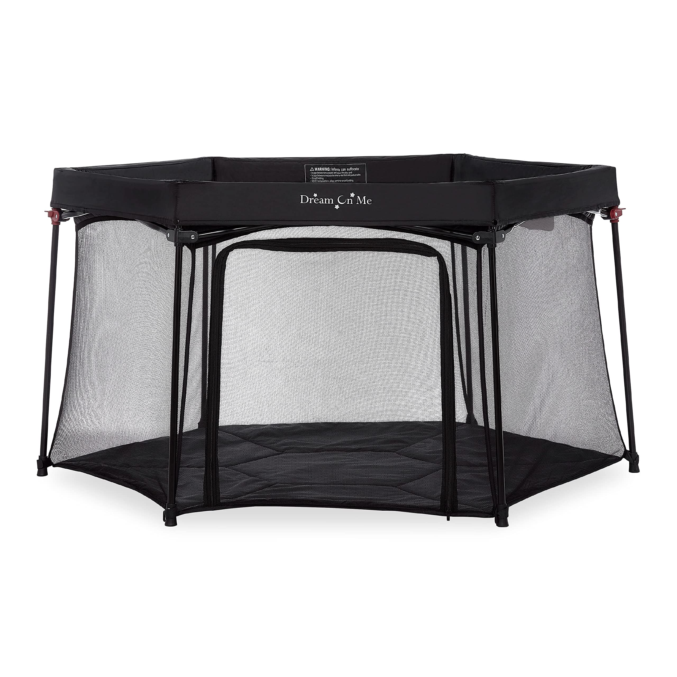 Dream On Me Onyx Playpen in Black, Baby Playpen, Portable and Lightweight, Playpen for Babies and Toddler - Comes with A Comfortable Padded Floor