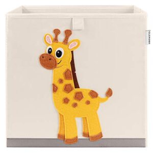 clcrobd foldable animal cube storage bins fabric toy box/chest/organizer for kids nursery, 13 inch (elegant giraffe)