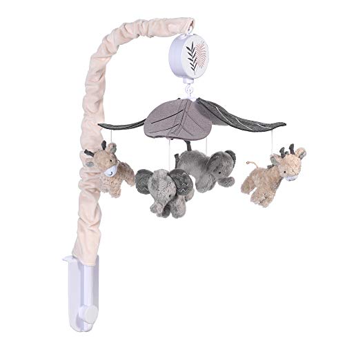 Lambs & Ivy Baby Jungle Animals Gray/Tan Musical Crib Mobile Soother Toy