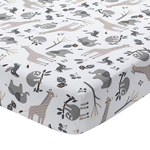 Lambs & Ivy Baby Jungle Animals 4-Piece Gray/White/Taupe Crib Bedding Set