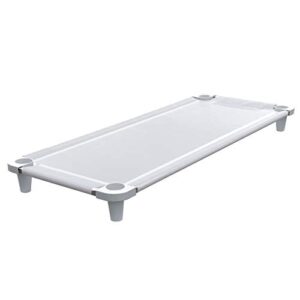 acrimet premium stackable nap cot (stainless steel tubes) (white cot - white feet) (1 unit)