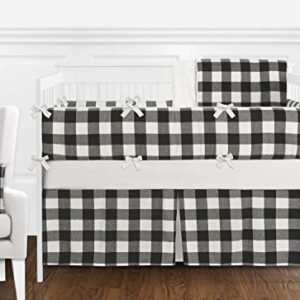 Sweet Jojo Designs Buffalo Plaid Foldable Fabric Storage Cube Bins Boxes Organizer Toys Kids Baby Childrens - Set of 2 - Black and White Check Rustic Woodland Flannel