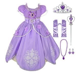 lito angels baby girls' princess dress up costume purple fancy party dress outfit with accessories size 24 months b
