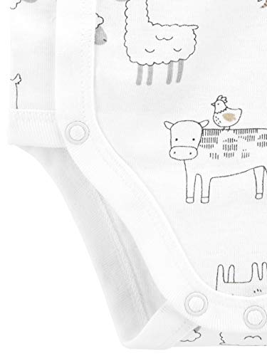 Simple Joys by Carter's Unisex Babies' Short-Sleeve Side Snap Bodysuit, Pack of 5, Forest Animals/Sheep/Stars/Stripe, 0-3 Months