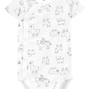 Simple Joys by Carter's Unisex Babies' Short-Sleeve Side Snap Bodysuit, Pack of 5, Forest Animals/Sheep/Stars/Stripe, 0-3 Months