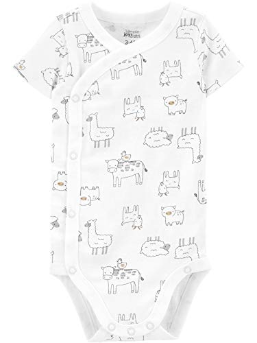 Simple Joys by Carter's Unisex Babies' Short-Sleeve Side Snap Bodysuit, Pack of 5, Forest Animals/Sheep/Stars/Stripe, 0-3 Months