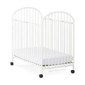 child craft sweet dreamer arched compact portable folding metal crib with locking wheels, white