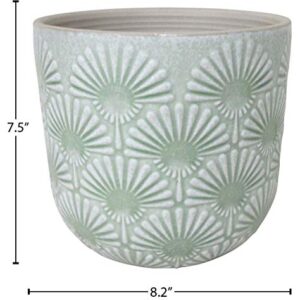 Amazon Brand – Stone & Beam Large Fan-Embossed Planter, 7.5"H, Seafoam Green