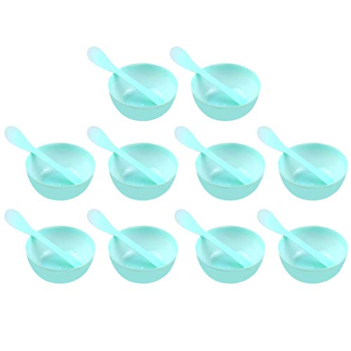 Milisten 10pcs Slime Making Tools Mixing Bowl Set with 10pcs Spoons for Glue Slime Mixing Female mask Mixing(Green)