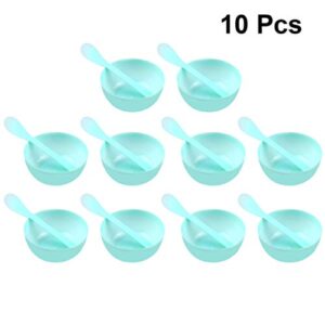 Milisten 10pcs Slime Making Tools Mixing Bowl Set with 10pcs Spoons for Glue Slime Mixing Female mask Mixing(Green)
