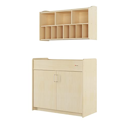 Foundations SafetyCraft Diaper Organizer for Daycares, Wall-Mounted, Natural Wood