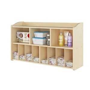 foundations safetycraft diaper organizer for daycares, wall-mounted, natural wood