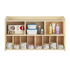 Foundations SafetyCraft Diaper Organizer for Daycares, Wall-Mounted, Natural Wood