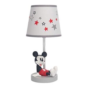 lambs & ivy disney baby magical mickey mouse lamp with shade and bulb - gray