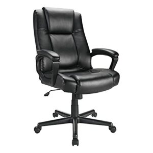 realspace® hurston bonded leather high-back executive chair, black, bifma certified