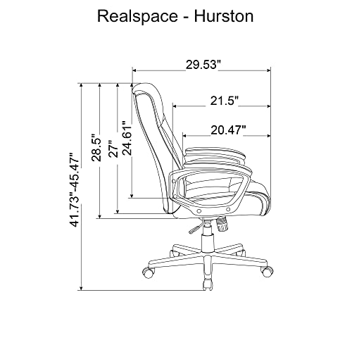 Realspace® Hurston Bonded Leather High-Back Executive Chair, Black, BIFMA Certified