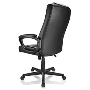 Realspace® Hurston Bonded Leather High-Back Executive Chair, Black, BIFMA Certified