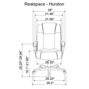 Realspace® Hurston Bonded Leather High-Back Executive Chair, Black, BIFMA Certified