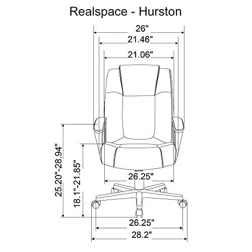 Realspace® Hurston Bonded Leather High-Back Executive Chair, Black, BIFMA Certified